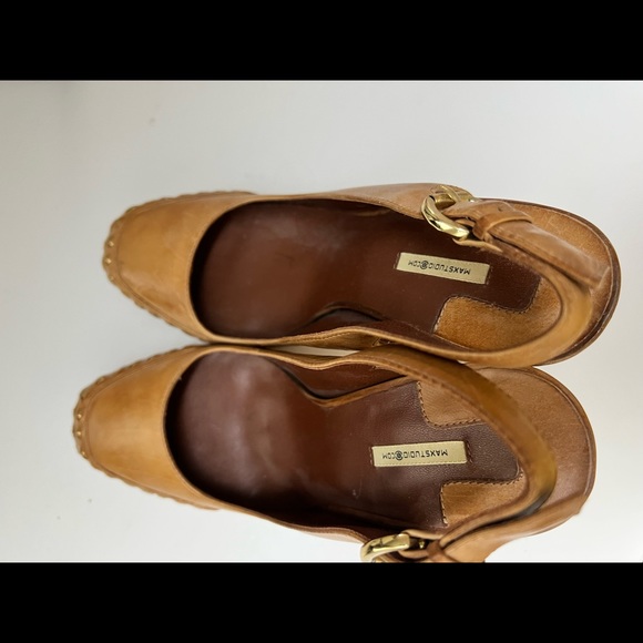 Max Studio High heel shoes women stilettos Leather Camel size 5.5 - Picture 5 of 6